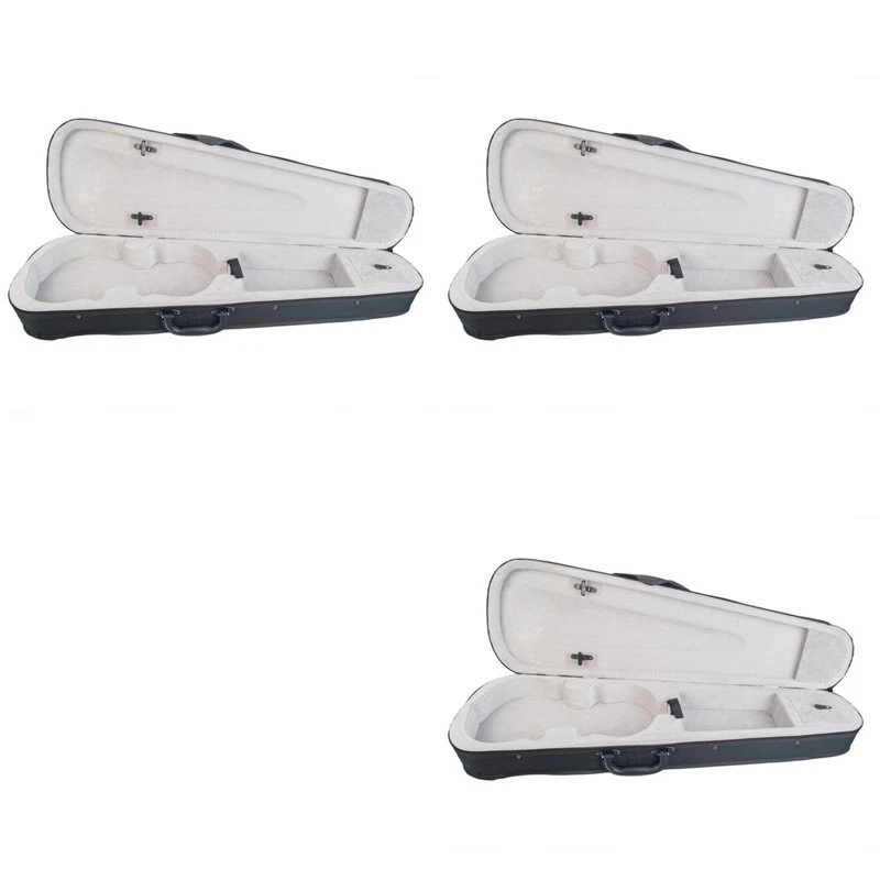 T22C 3X Violin Case 4/4 Size Professional Triangular Shape Violin Hard Case -Silver Inside Violin Parts New