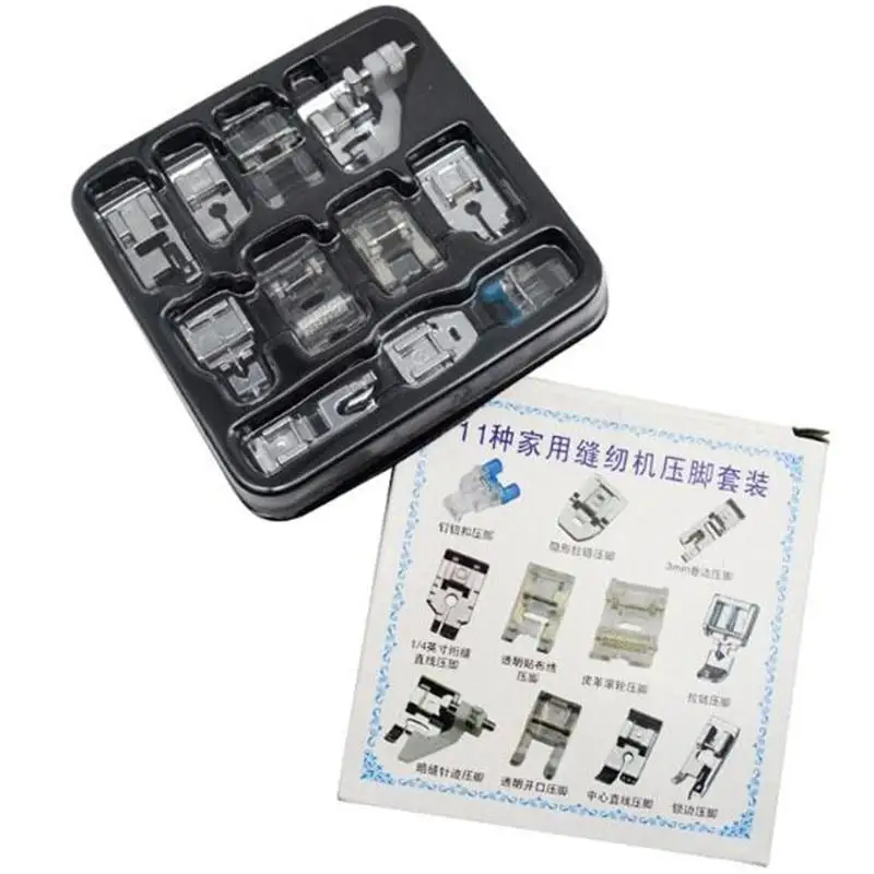 

11 PCS Sewing Machine Presser Foot Set Domestic Braiding Knitting Foot Accessories Parts