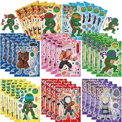 8-stylowe żółwie ninja TMNT Dzieci DIY Puzzle Naklejka Twarz Śmieszne naklejki anime Dzieci Montaż Naklejki Zabawki Chłopcy Dziewczynki Prezenty