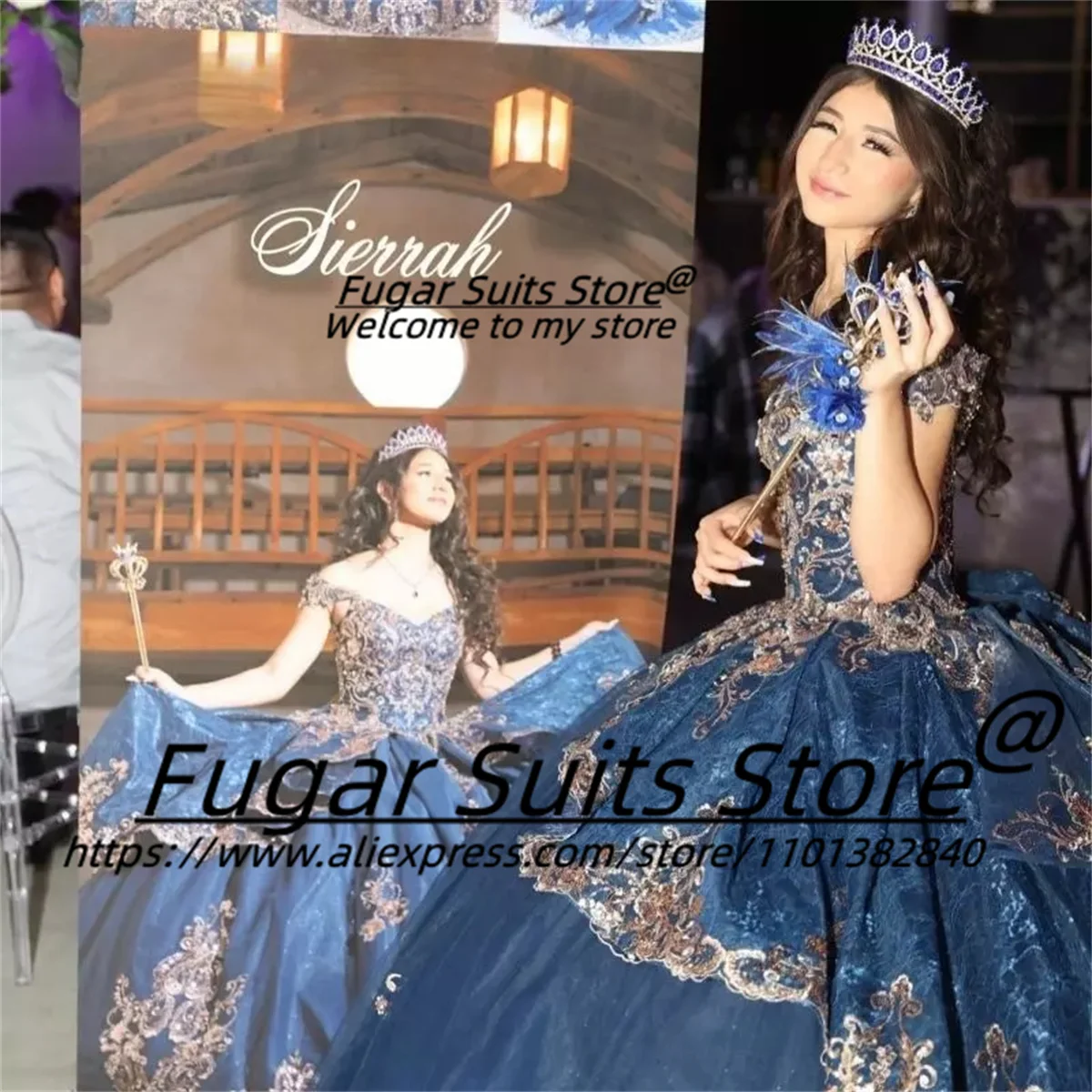 High-end Navy Blue Luxuly Quinceanera Dresses Ball Birthday Party Gown  Beading Lace Applique Sweet vestidos de 15/16 años