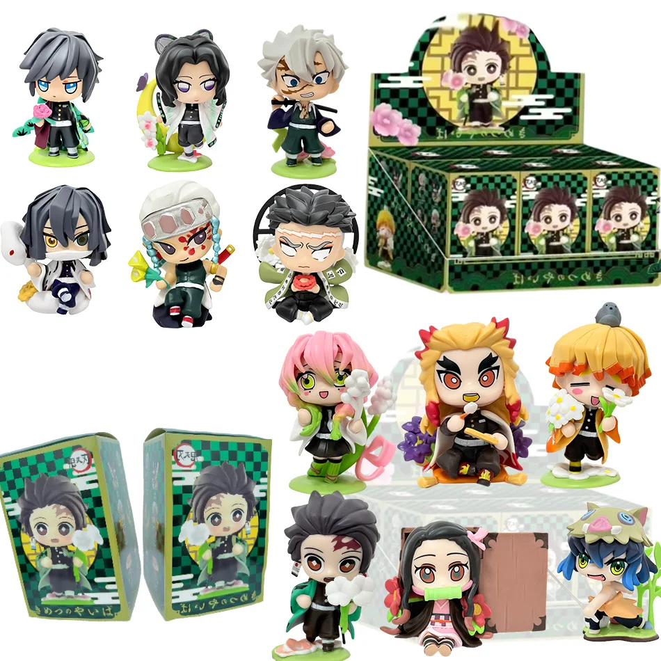 Caja ciega de Anime Demon Slayer Tanjiro Kamado y Nezuko, figura de PVC, modelo creativo de dibujos animados, estatua, regalo sorpresa de cumpleaños y Navidad