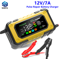 FOXSUR Car Battery Charger 12V 7A LCD Display Smart Fast Chagre Battery for Car Motor AGM GEL Deep Cycle Lead Acid Charger