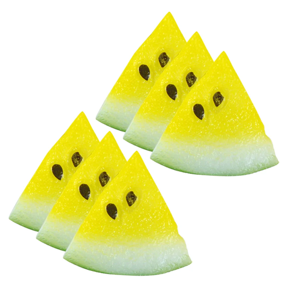 6 قطعة شريحة البطيخ الصغيرة الراتنج زخرفة الفاكهة واقعية لتخطيط مشهد المنزل الصغير إكسسوارات يدوية ذاتية الصنع فواكه مصغرة
