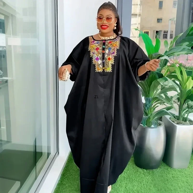 

African Dresses for Women Loose Maxi Evening Dress Dubai Abaya Turkey Kaftan Ankara Dashiki Africa Clothing Muslim Dress Morocco