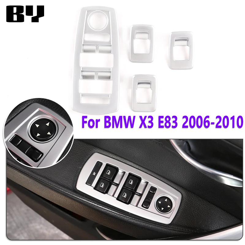 

For BMW X3 E83 2006-2010 ABS Pearl Chrome Interior Car Window Lift Button Switch Frame Cover Trim Car Accessories