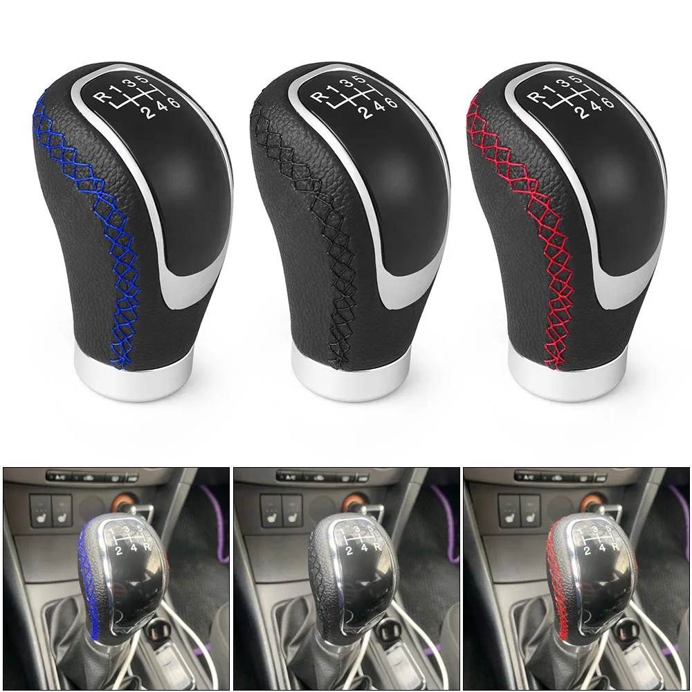 

Universal 5 6 Speed Car Aluminium Leather Gear Shift Knob Manual Automatic Transmission Stick Shifter Head Lever AT MT