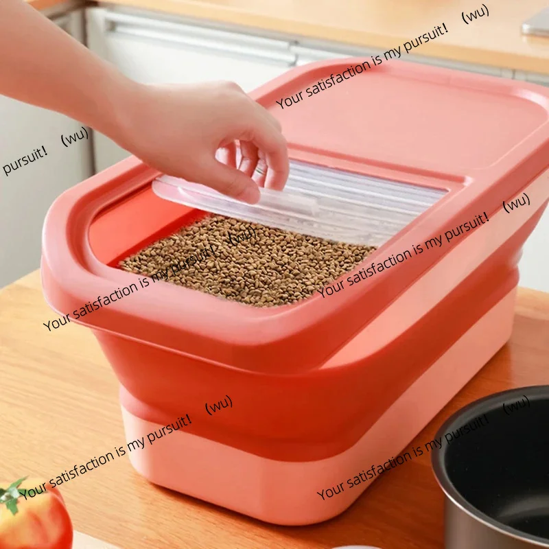 Foldable cat and dog food storage box, sealed moisture-proof cover, suitable for pet dry food, rice grains