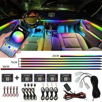 Kit de luces ambientales sinfónicas para coche, 18 en 1, LED, Interior, RGB, Control por aplicación, tira guía acrílica, lámpara de ambiente automático