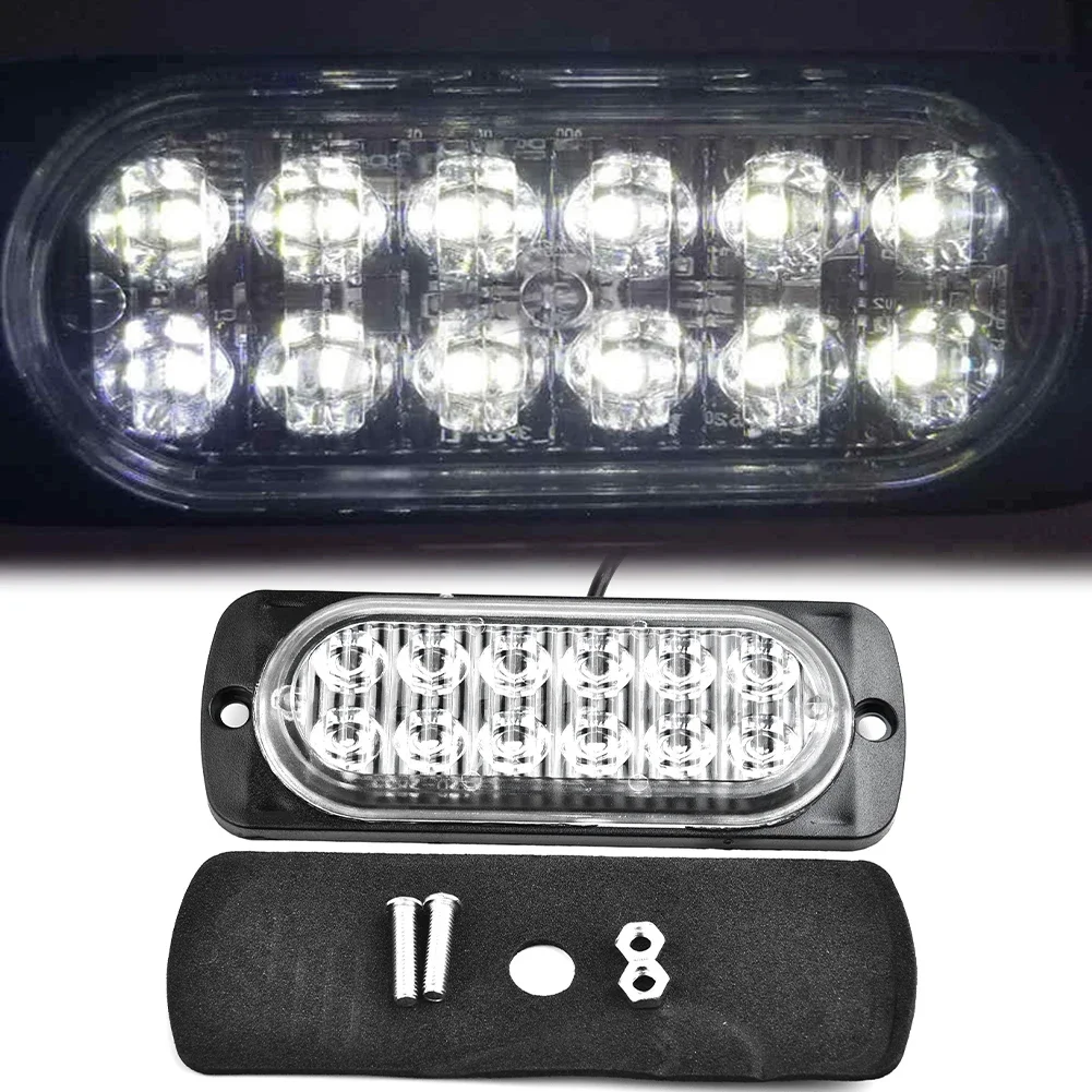 1 buah lampu keamanan truk mobil 12LED putih 12V 36W Super terang Ultra tipis lampu cahaya selalu terang bergaya dan modis