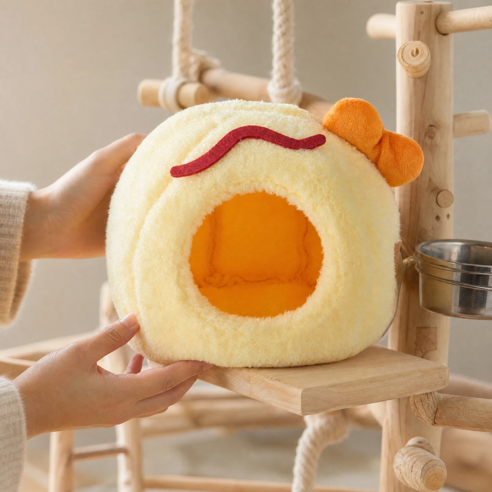 Fuzzy Nest Comfortable Soft Bird Nest Soft Cuddle Hut Compact for Parrot Owners, Napping and Resting, Cold Seasons