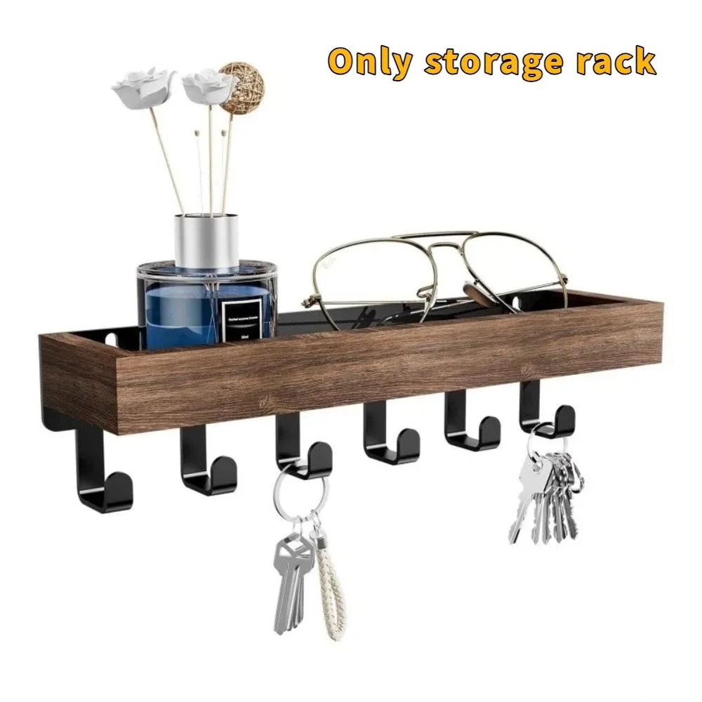 

Display Rack Multifunctional Wooden Key Holder Household Durable Wall Mounted Key Holder with 6 Hooks Storage Rack Kitchen