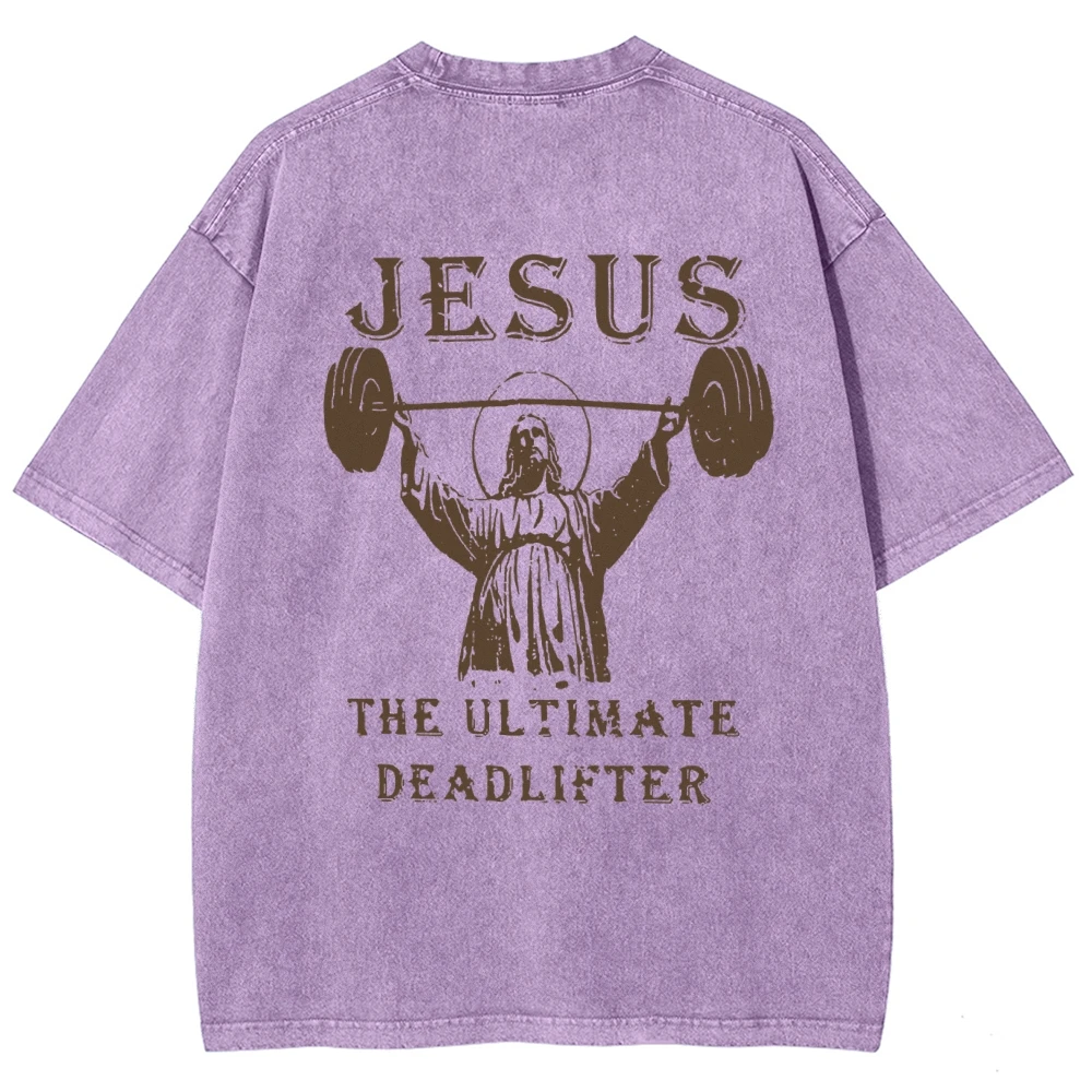 Gold Weightlifting Free Muse Jesus Letter Printed T-Shirt Old Retro High Gram Weight Shoulder Designer New Short Sleeves