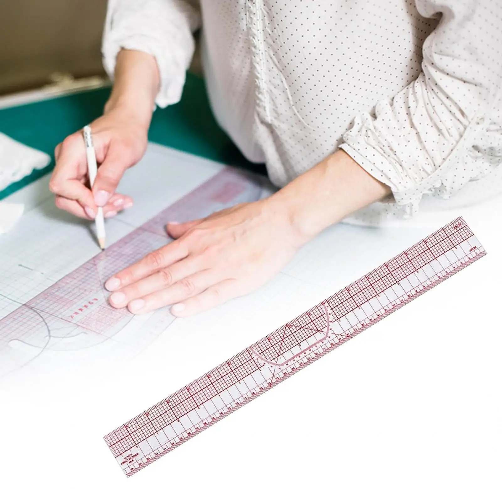 2xGrading Ruler Tailor Ruler Clear Scale B95 Metric And Inch Sewing Ruler Garment Ruler for Pattern Making Tailoring