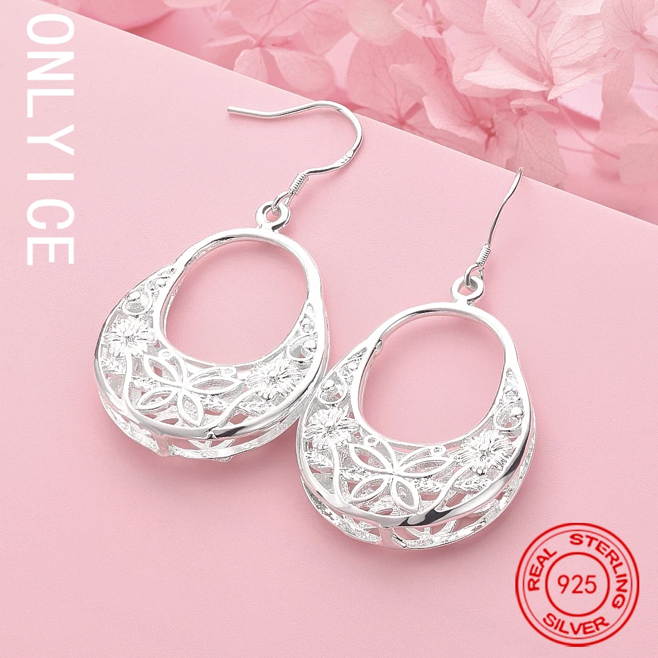 

New 925 Sterling Silver Carved Butterfly Flower Earrings Women Fashion Jewelry Christmas Gifts Wedding Fancy Earrings