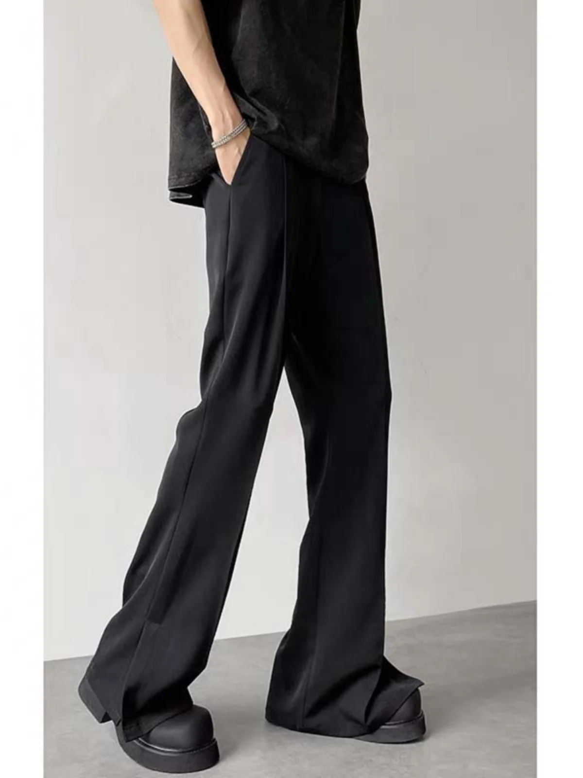 Brown Coffee Flared Suit Pants For Men High Waist Wide Leg Pants Brand Versatile Straight Leg Loose Casual Pants