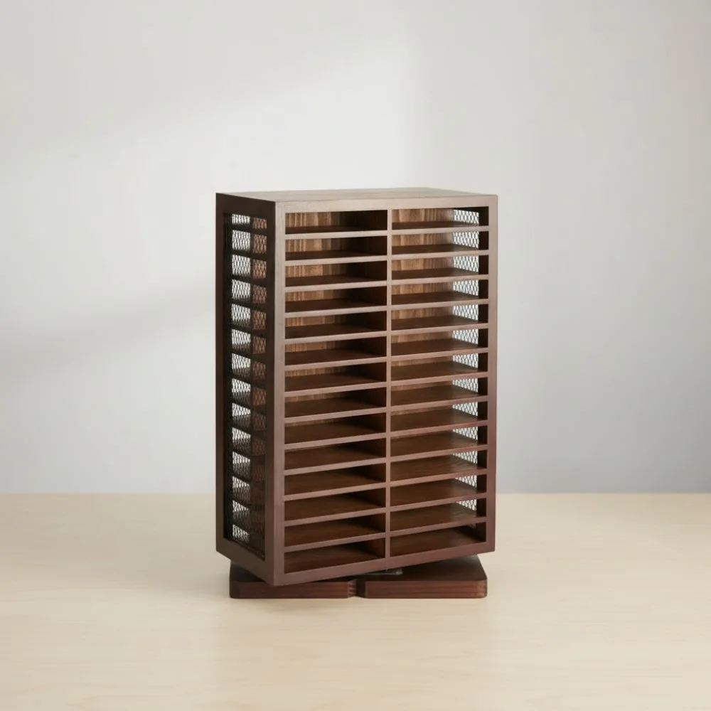 رف تخزين الكاسيت الدوار 360 °   حامل VHS عتيق على الوجهين لبرج الأقراص المضغوطة لجامعي الموسيقى (56 سعة)