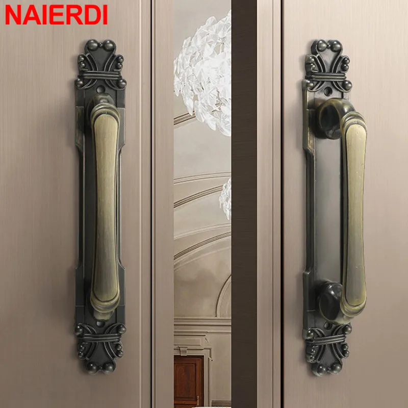 NAIERDI European Style Antique Furniture Handle Aluminium Alloy Bronze Door Handles Sliding  Door Pulls Cabinet Door Hardware