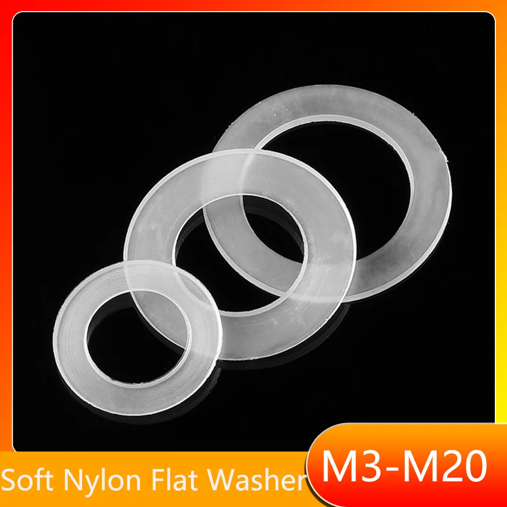 M3 M3.5 M4 M5 M5.8 M6M8M10M12M14M16M18M20 PE Plastic Nylon Transparent Insulating Soft Plain Gasket Pad Ring Spacer Flat Washer