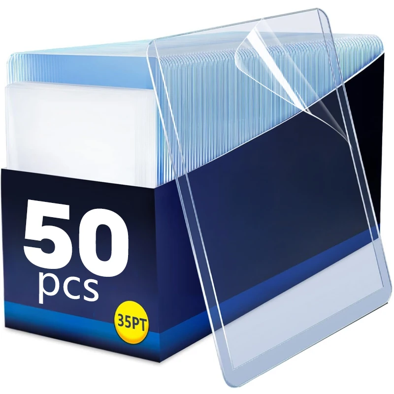 50/1Pcs Transparent Card Sleeve with Protective Film Clear Card Holder Idol Photo Game Baseball Card Holders Cover 35PT 3