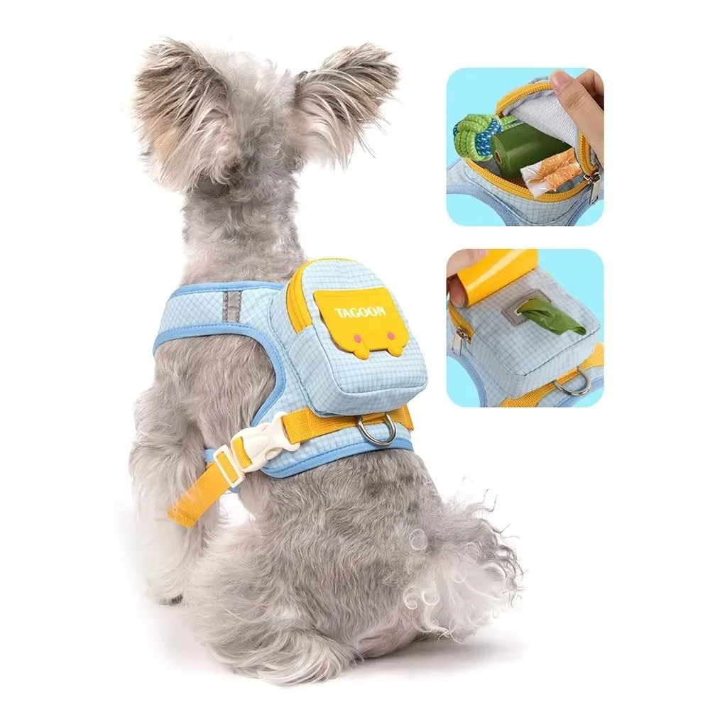 Picture 5: Adjustable Dog Backpack Harness with Reflective Strip Breathable Pet Walking Harness Plaid Puppy Chest Vest