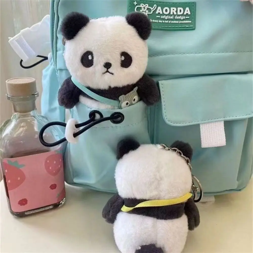 Plush Cute Panda Keychain Little Fresh Korean Style Doll PP Cotton Car Key Ring Couple