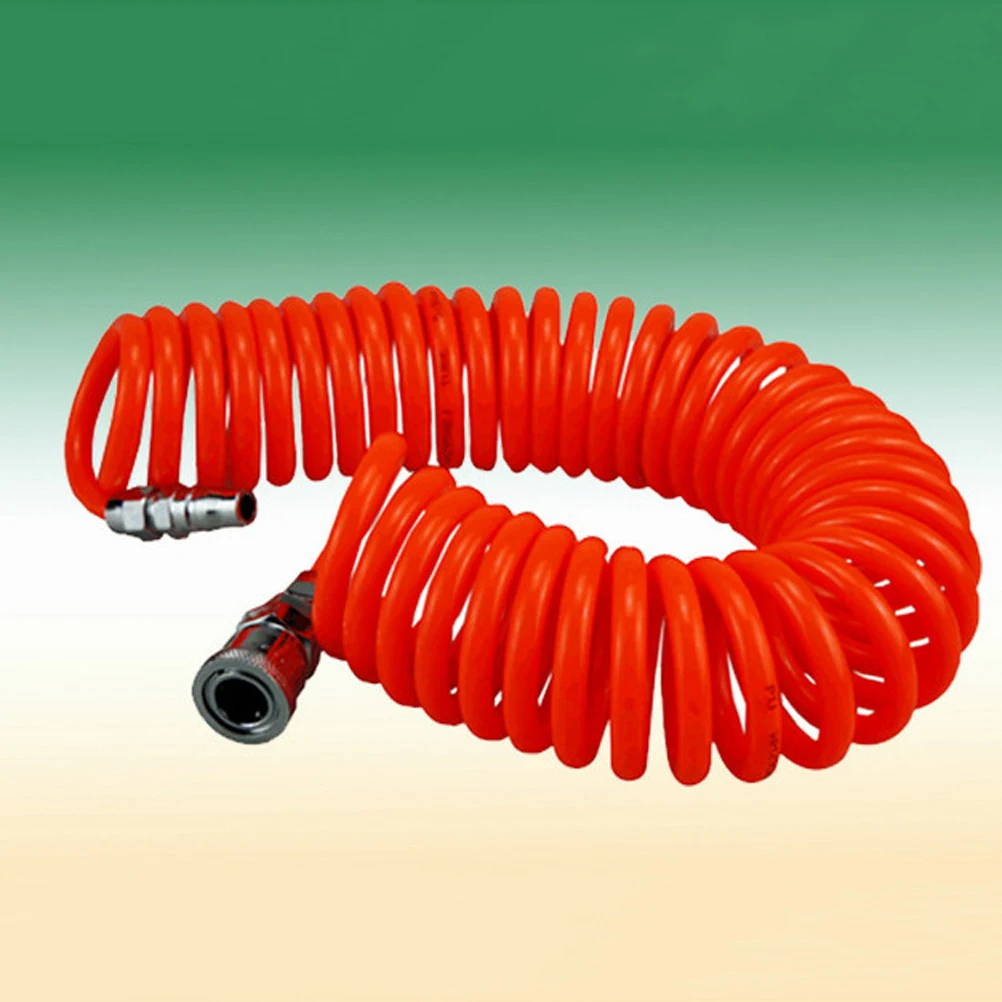 

6M Pu Air Compressor Telescopic Spiral Tube Spring Hose For Tool Red Durable Water Resistant Ozone Aging Resistance