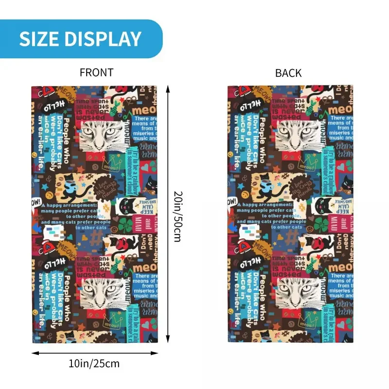 رداء للرقبة قابل للغسل للكبار ، وشاح محبي القطط ، لف دافئ ، أغطية رأس خارجية ، مطبوعة ، اقتباسات عن القطط ، بالاكلافا ، الرياضة في الهواء الطلق