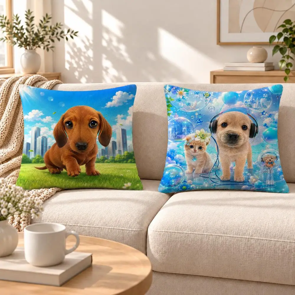 Art Frutiger Aero Cushion Cover Soft Short‑Plush Pillowcase, Decor for Sofa & Bedroom, Perfect Holiday Gif