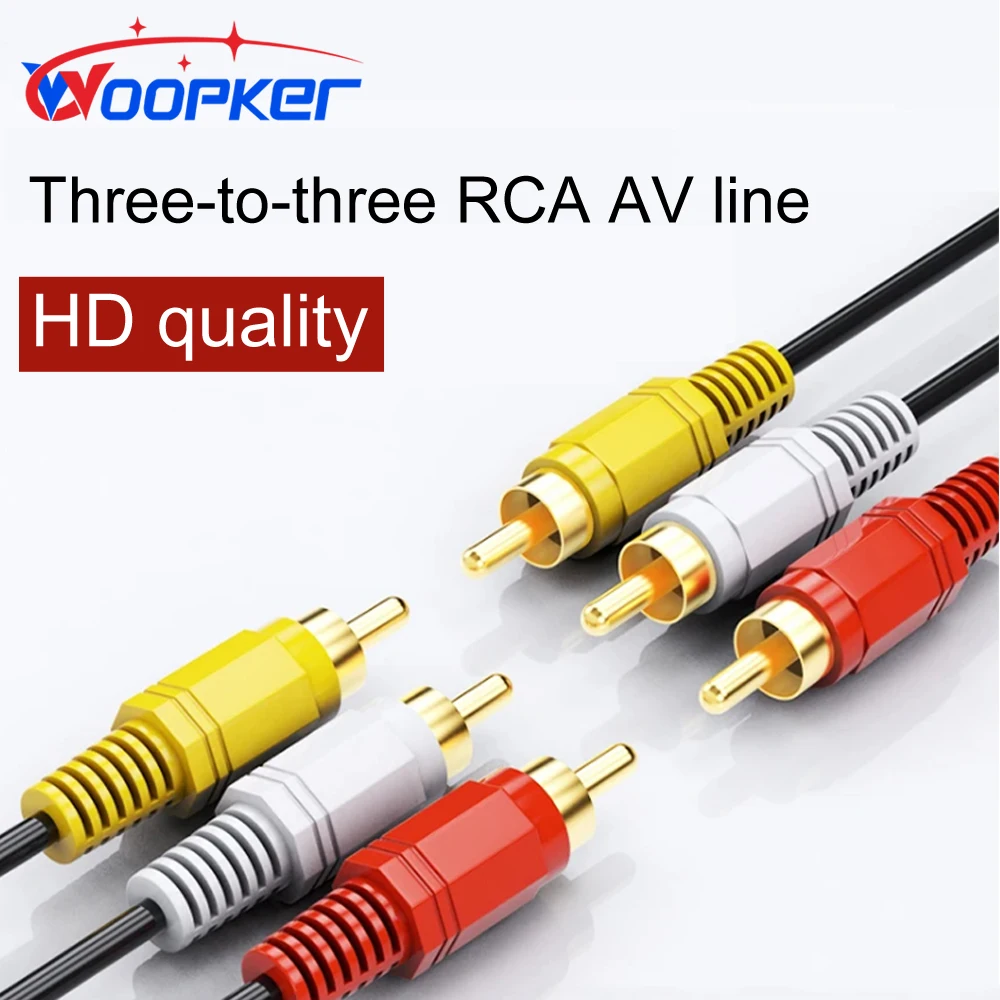 Kabel męski 3RCA: kabel rozszerzeń AV, kabel wtykowy, telewizor, adapter wideo DVD do transmisji audio i wideo