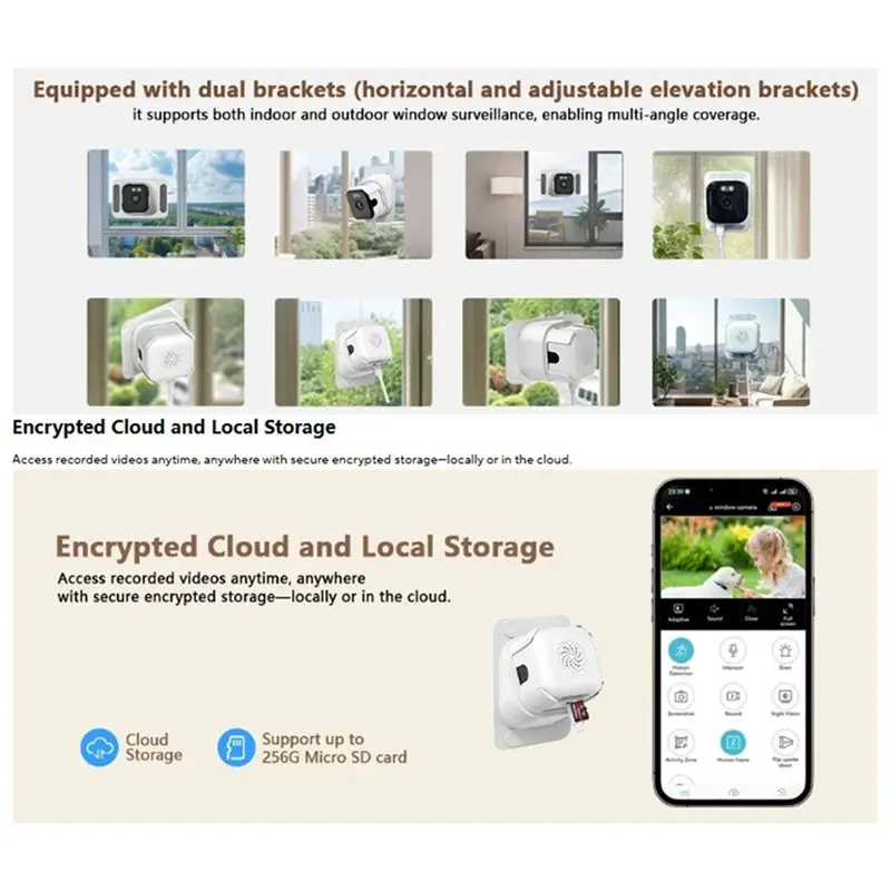 A98T 4X 3MP 2K Window Camera With Color Night Vision,Dual Band Wifi 2.4Ghz 5Ghz Home Security Camera Motion & Human Detection