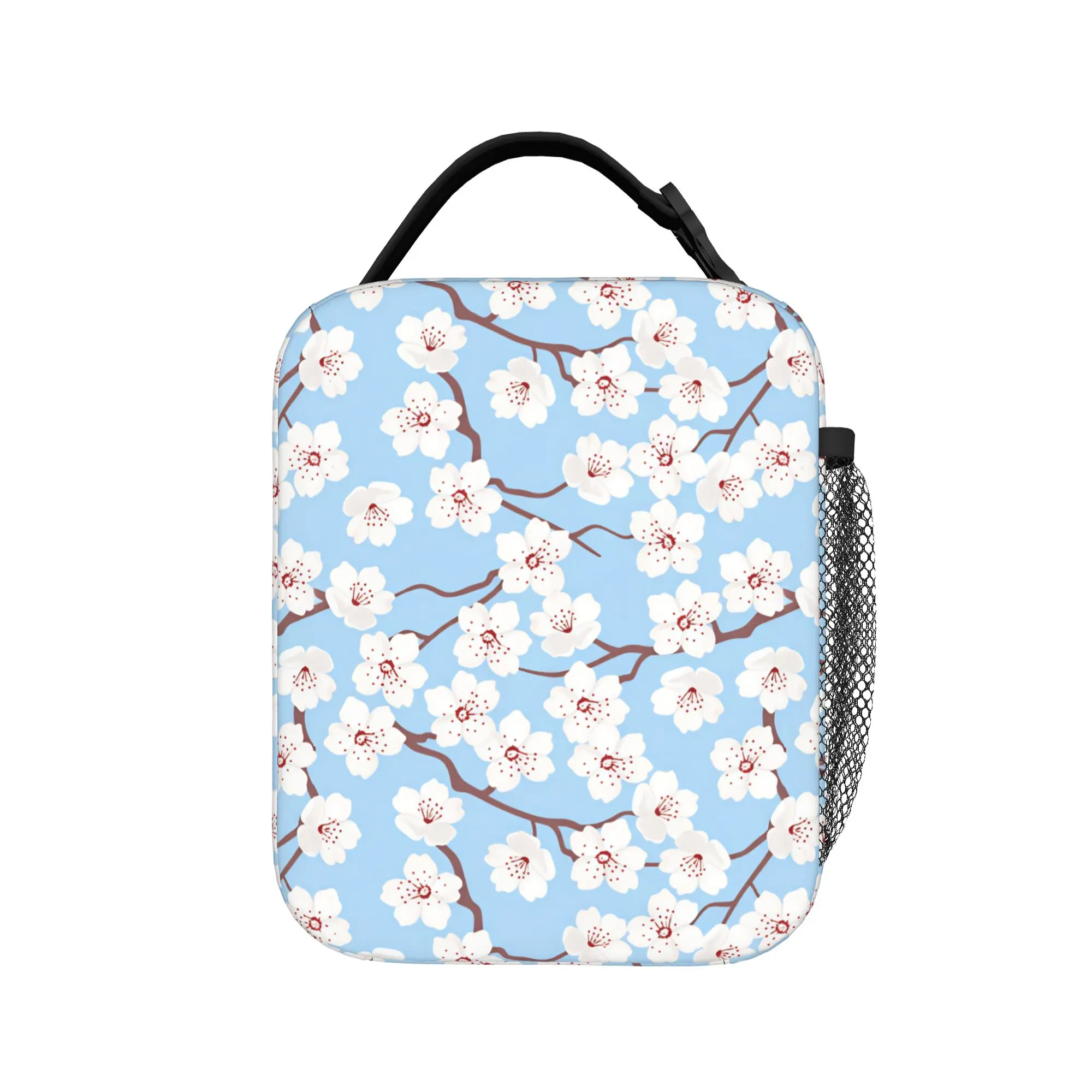 Japanese Sakura Cherry Blossoms Lunch Bag Kawaii Lunch Box Picnic Insulated Thermal Lunch Bags For Women Oxford Print Cooler Bag