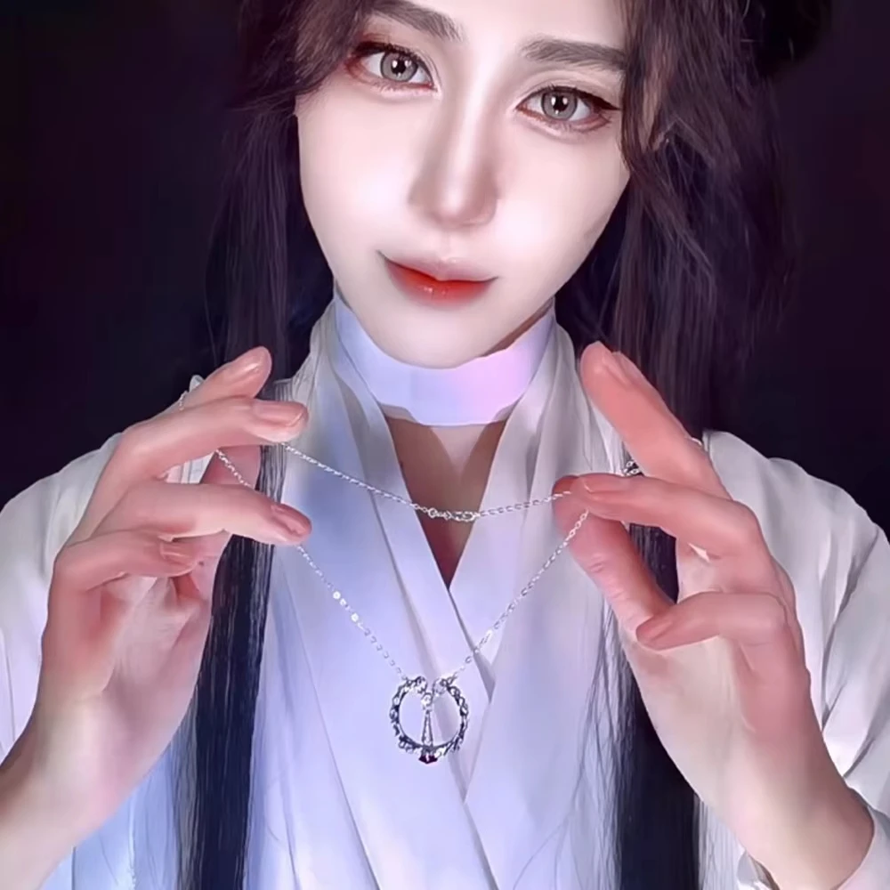 Anime Tian Guan Ci Fu Heaven Official's Blessing Hua Cheng Xie Lian Cosplay Necklace Metal Clavicular Chain Party Props