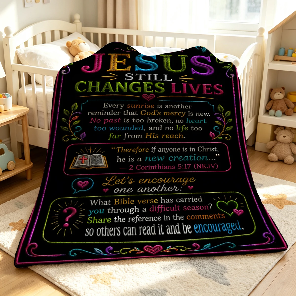Jesus Changes Lives Soft Fluffy Flannel Blanket Super Cozy Lightweight Bed Blanket for Halloween Sofa Bed Christmas Decor