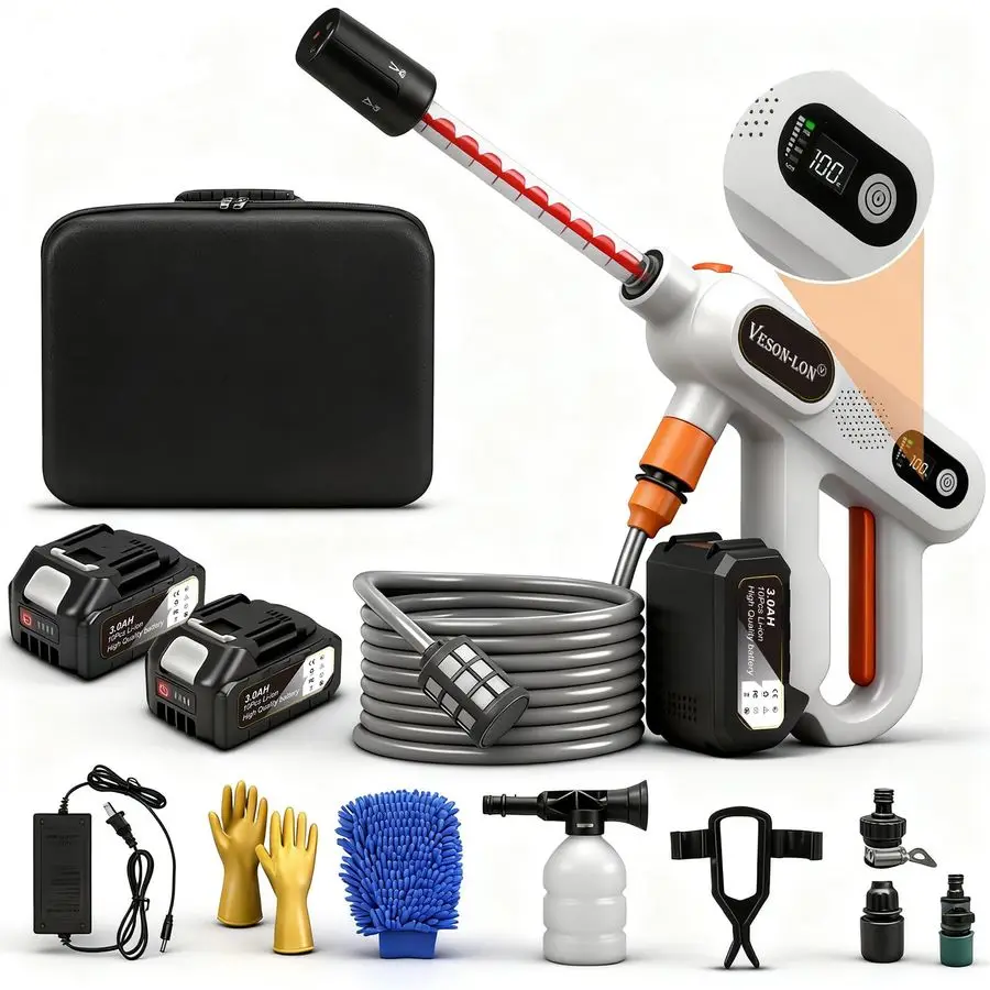 

Portable Pressure Washer Kit, 300W Brushless Motor, 3 Power Level with 2 18V Batteries amp 5in1 Nozzle amp PressureIncreasing Sp