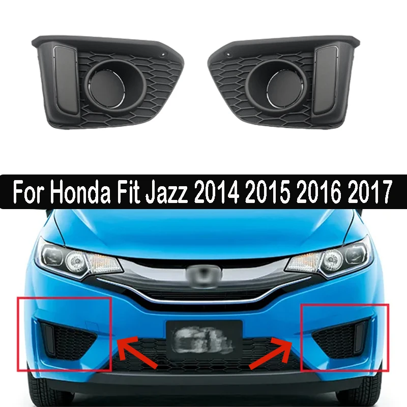 

1set For Honda Fit Jazz 2014 2015 2016 2017 Front Bumper Fog Light Cover Led Drl Fog lamp cover Car Accessories