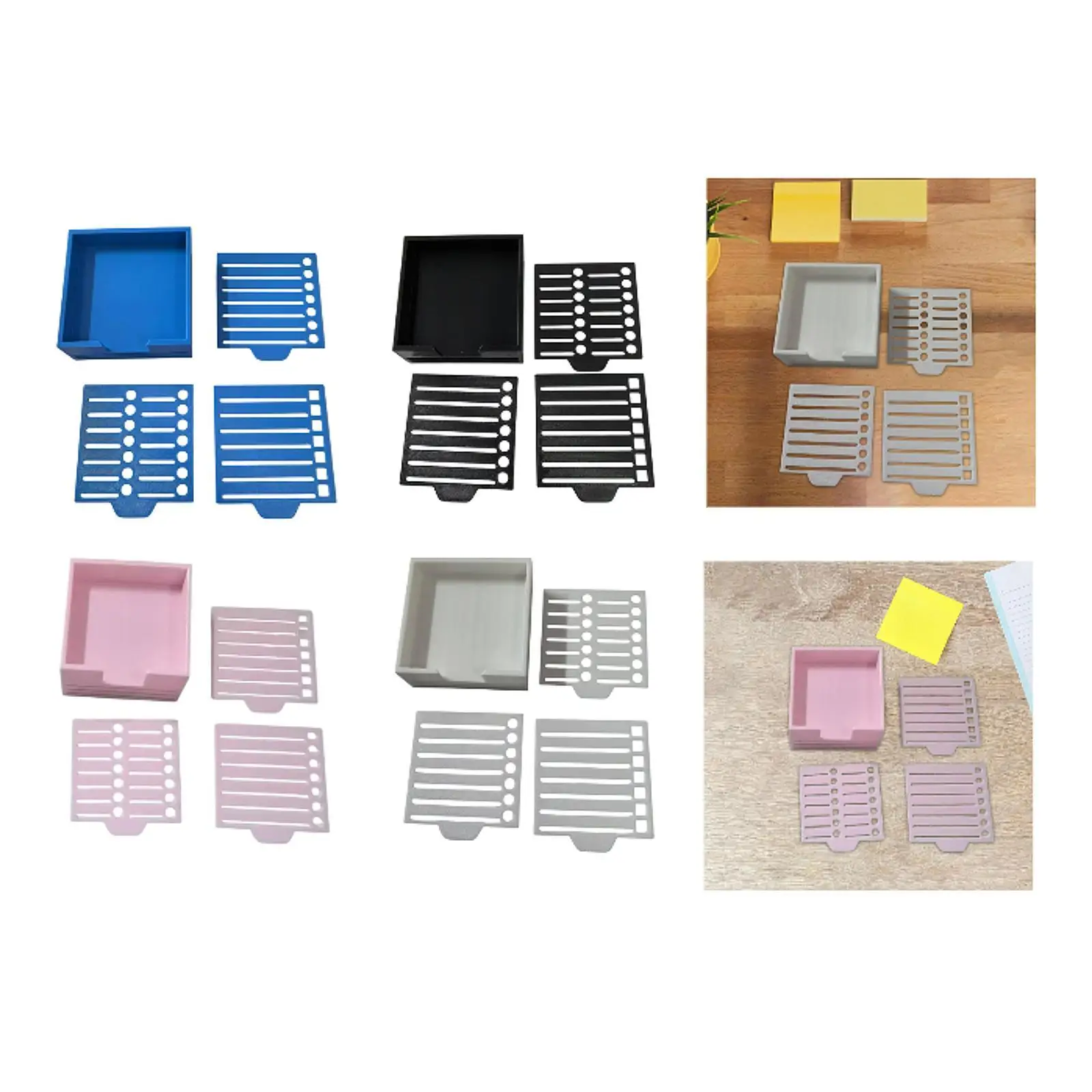 Sticky Note Holder with Stencil Office Stationery Supplies Multifunctional Office Desk Organizer Memo Note Dispenser for Desktop