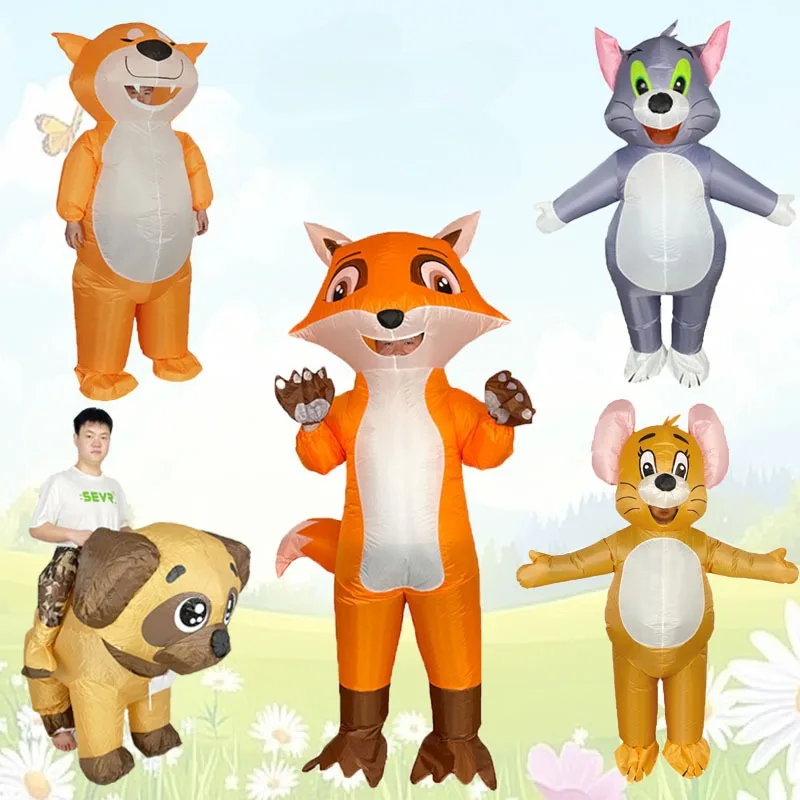 

Cartoon Fox Mouse Inflatable Costume Family Activity Holiday Party Performance Theme Wearable Air-filled Suit