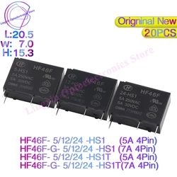 HF46F-G- 5/12/24-HS1 -HS1T, 7A, 5A, 4Pin, 250V CA, 30VDC, DC 5V, 12V, 24V, HF46F-12-HS1, HF46F-G-24-HS1T, 20pcs por lote, frete grátis