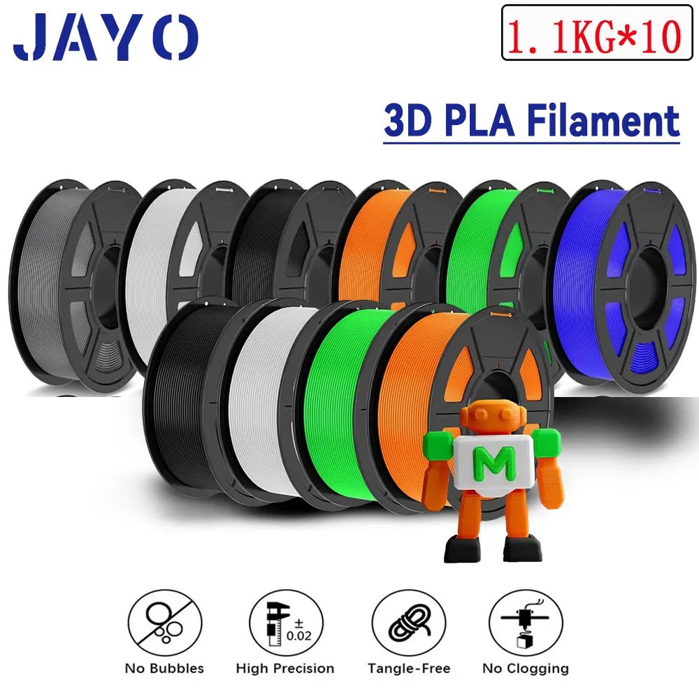 

JAYO 3D PLA Filament Printer Filament 1.75mm+/-0,02mm 100% Non toxic & Mix-colors 3D Printing Materials For 3D Printer &Pen