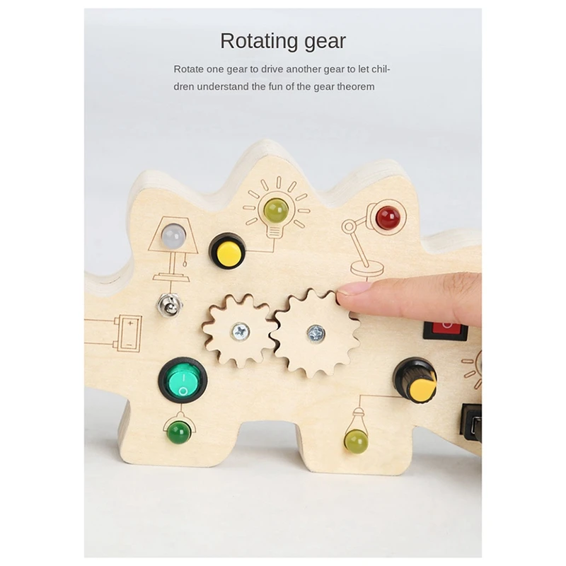 Children's Wooden Dinosaur Circuit Board Wooden Busy Board Circuit Exercise Manual Ability