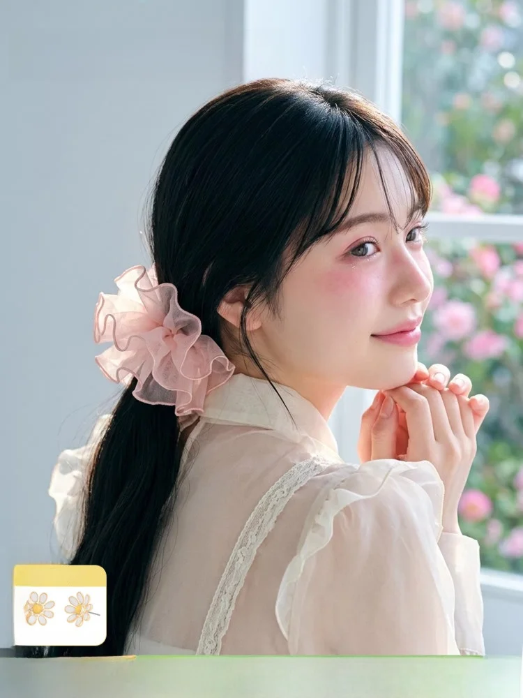 elegant-osewaya-hair-ties-shiny-iridescent-chiffon-women's-stylish-design-commute-hair-bands-soft-gentle-hair-accessories