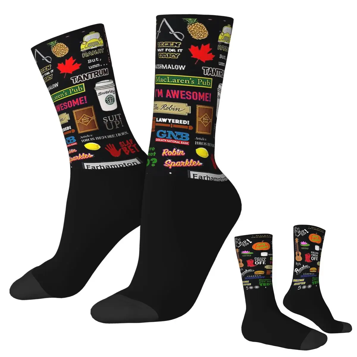 How I Met Your Mother Himym Tv Show Collag Socks Harajuku Super Soft Stockings All Season Long Socks  Christmas Gifts