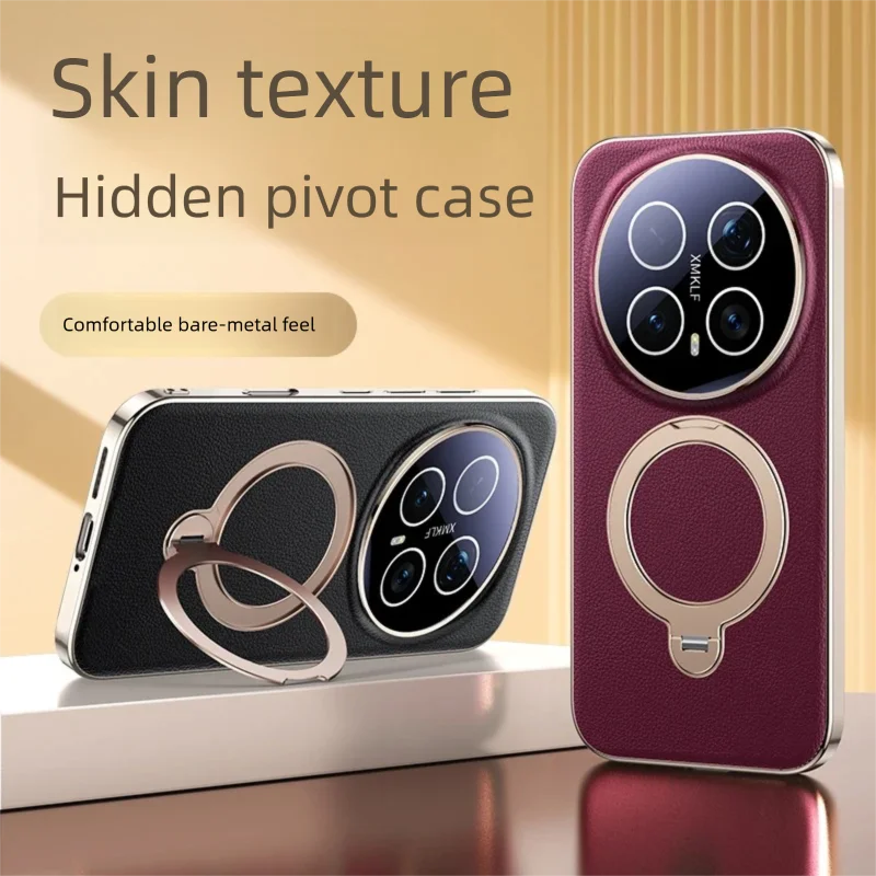 

Premium Magnetic Vegan Leather Hidden Stand Cover for Honor Magic 7 8 Pro Case 360 Rotatable Metal Bracket Plating Frame