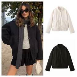 PB&ZA2024 Autumn New Women's Fashion Style Commuter Loose  Simple  Casual  Versatile Round Neck Pilot Jacket