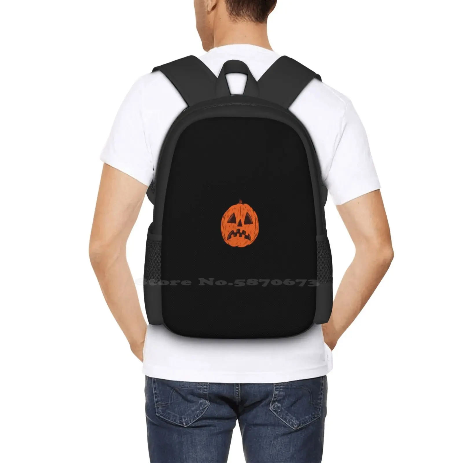 Mochila de calabaza aterrada para la escuela, bolsas de viaje para adolescentes, cuchillo escalofriante divertido, Calavera gótica de terror, Halloween