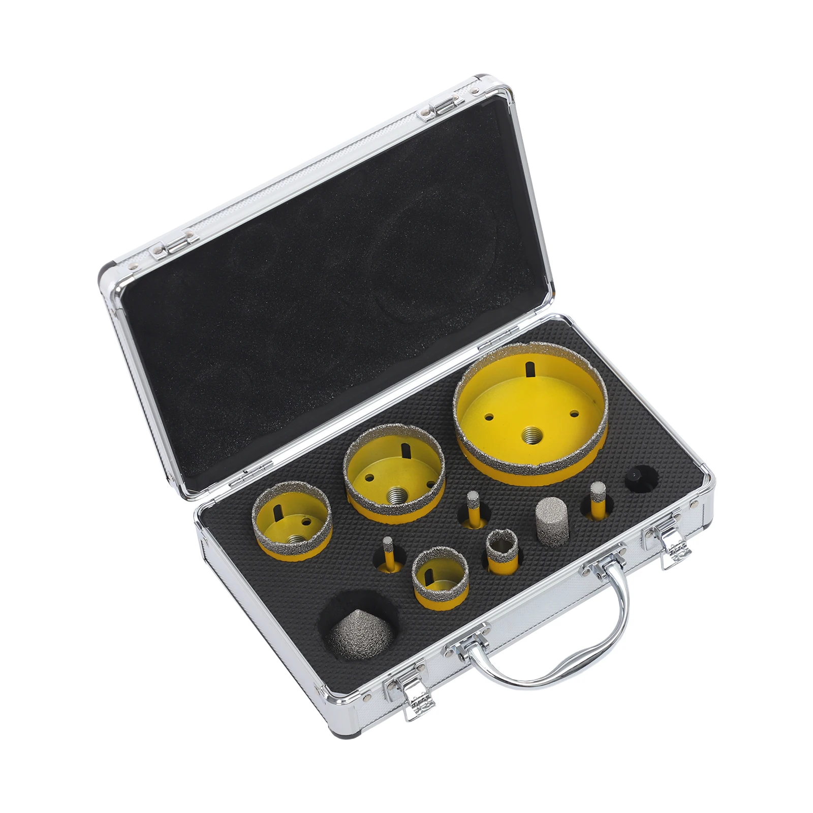 Diamond Drill Bits Kit 10PCS, 6-100mm Hole Saw Set for Glass Tile Ceramic, Portable Toolbox for Drill Machines DIY Home