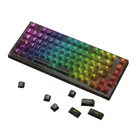 82 Keys Mechanical Keyboard Keycaps 3 Modes Transparent Crystal Gaming Keyboard Bluetooth-compatible 2.4G Hot Swap for Laptop PC