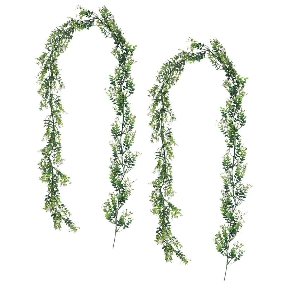 

2pcs Artificial Eucalyptus Garland Simulation Vine Leaves Decor Hanging Plant For Home Wedding Party Wall Office Balcony Shop