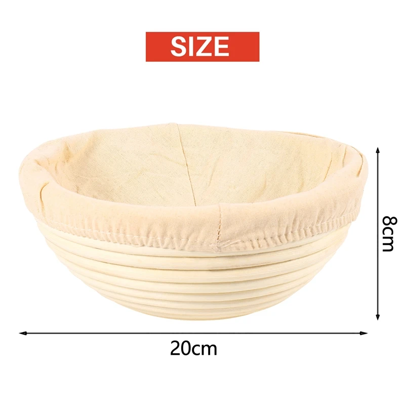 Round Banneton Proofing Basket Set – Brot Form Unbleached Natural Cane Bread Baking Kit With Cloth Liner