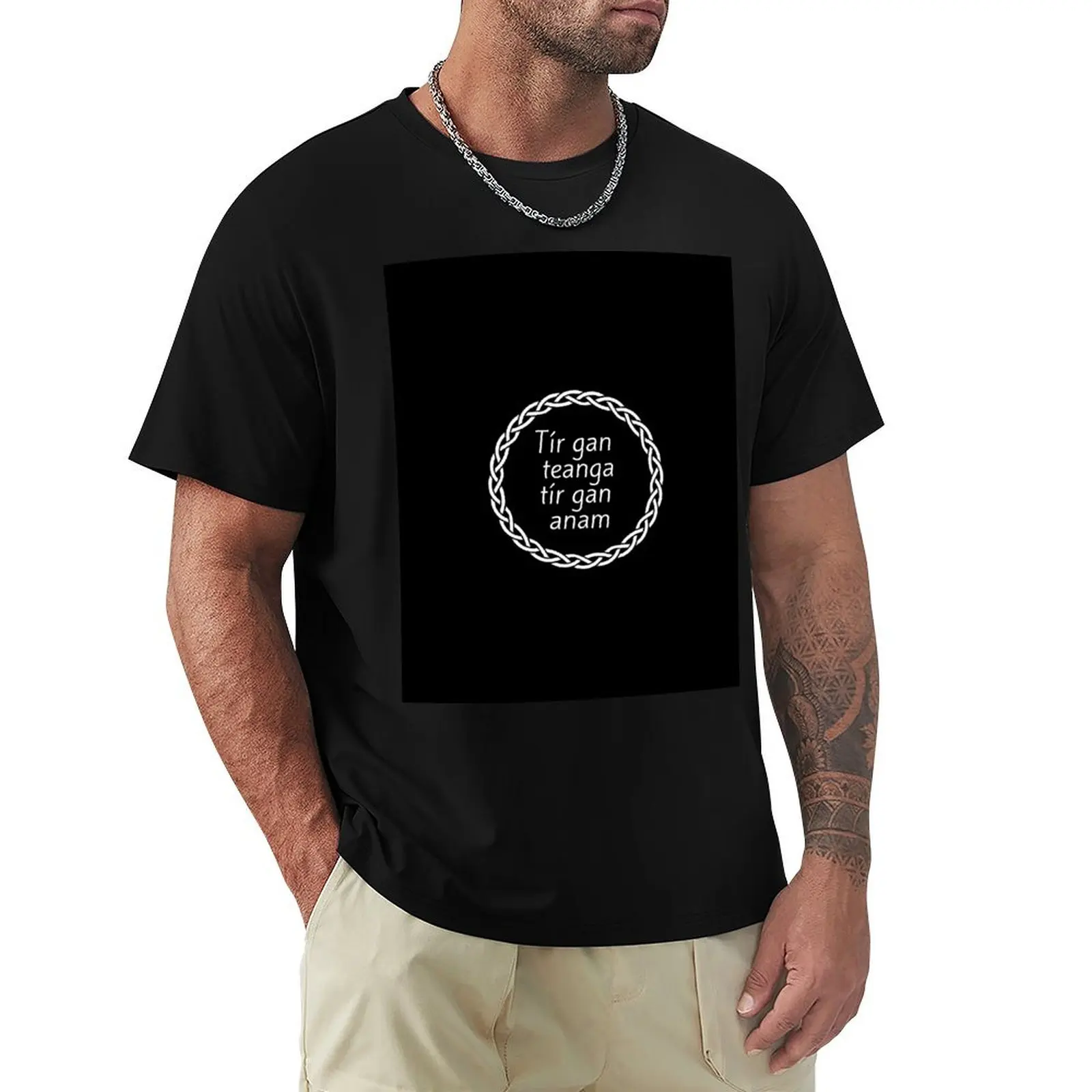 

Tír Gan Teanga Tír Gan Anam Irish Language Gaeilge T-Shirt topping blue lock tees graphic t shirts funny t shirts men